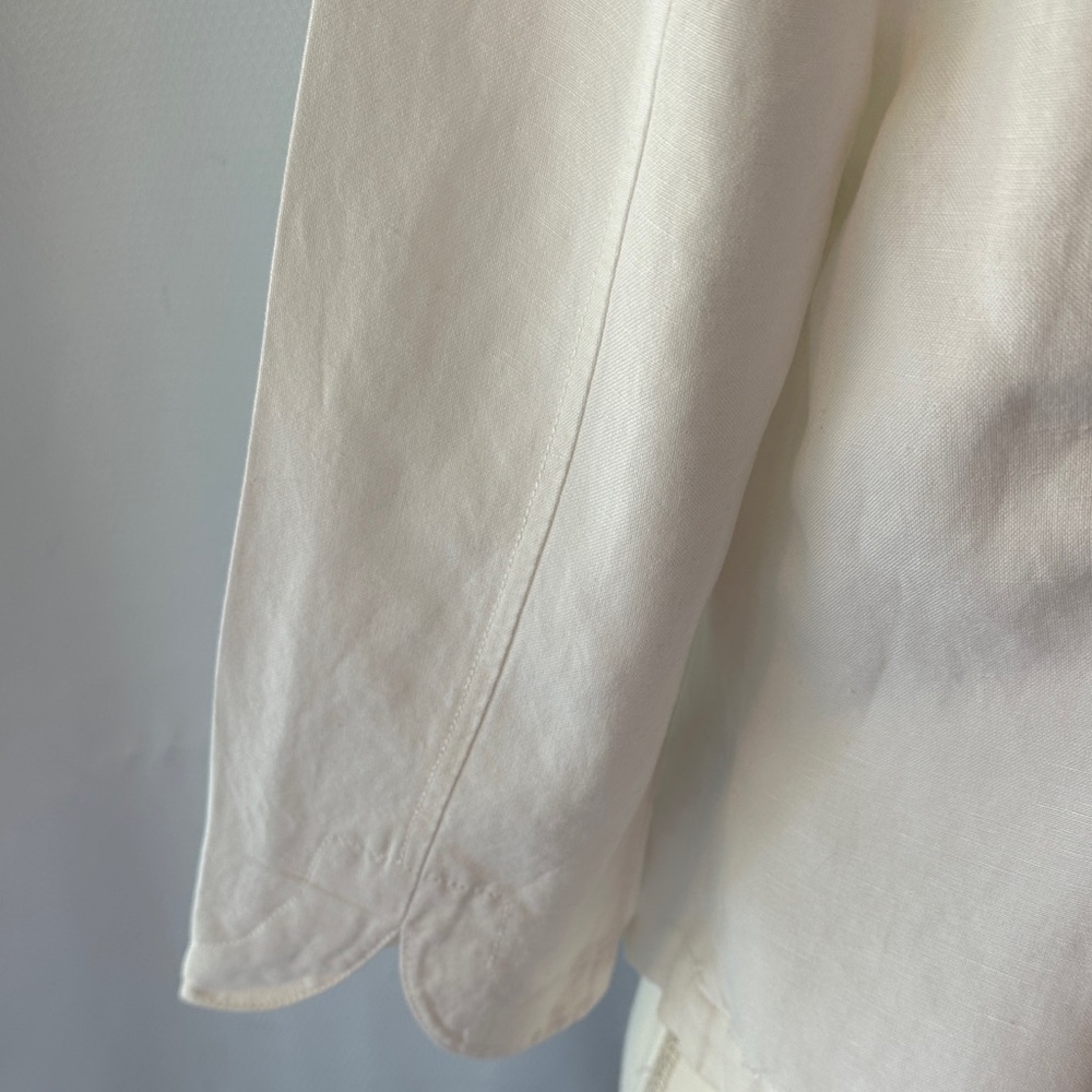 🌸 Ruby Rd. Petite Ivory Blazer with Floral Embellishments & Linen Blend, size 8P - Picture 8 of 13
